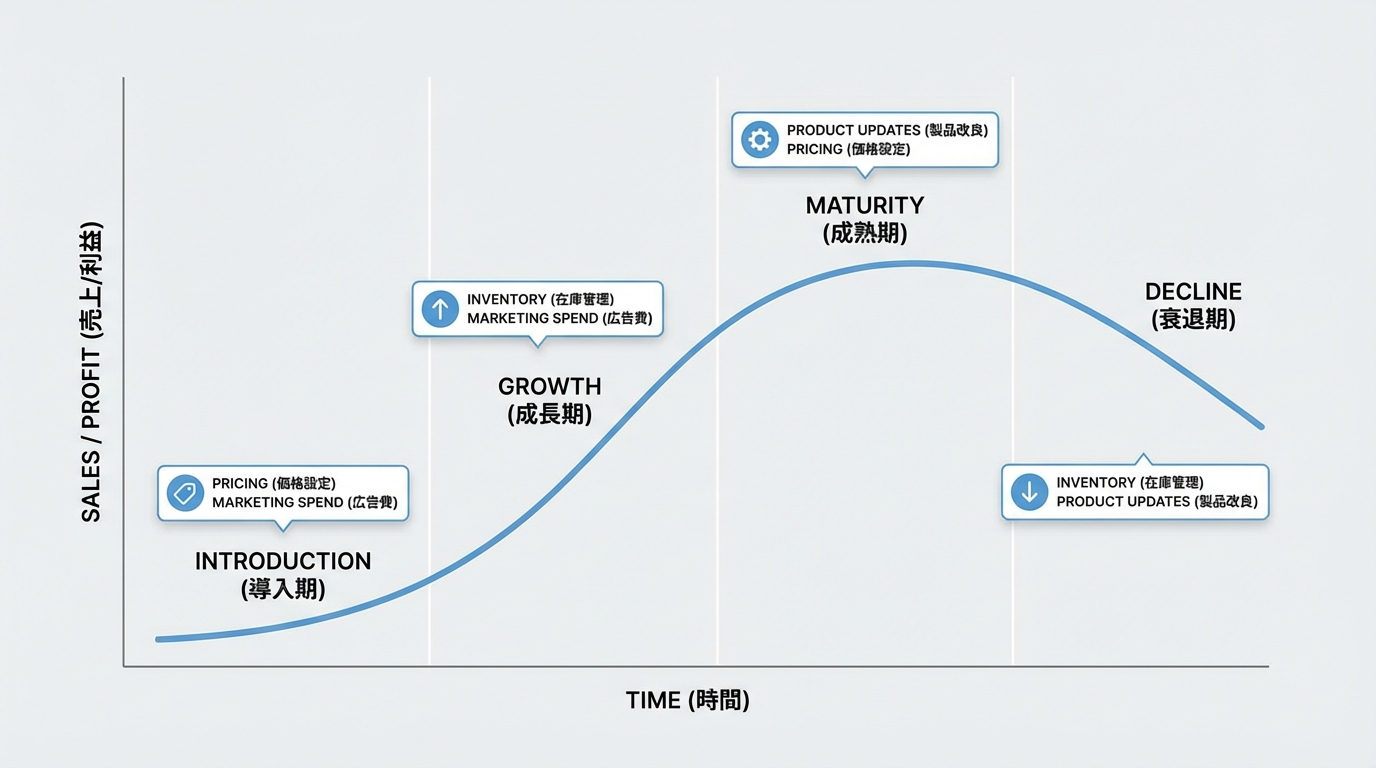 プロダクト・ライフサイクルの定義、ステップとその例|4段階でわかる戦略と実務