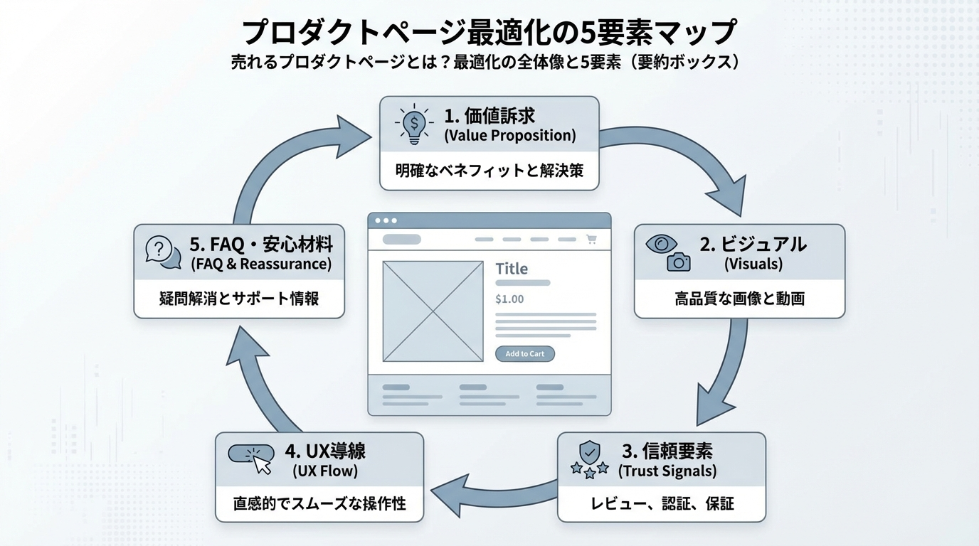 プロダクトページの最適化：売れるページの5つの要素と実例